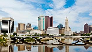 Columbus skyline along the Scioto River